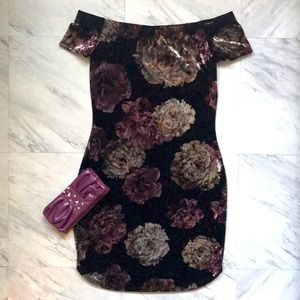 Lovely Day Black Purple Sz Small Velvet Dress